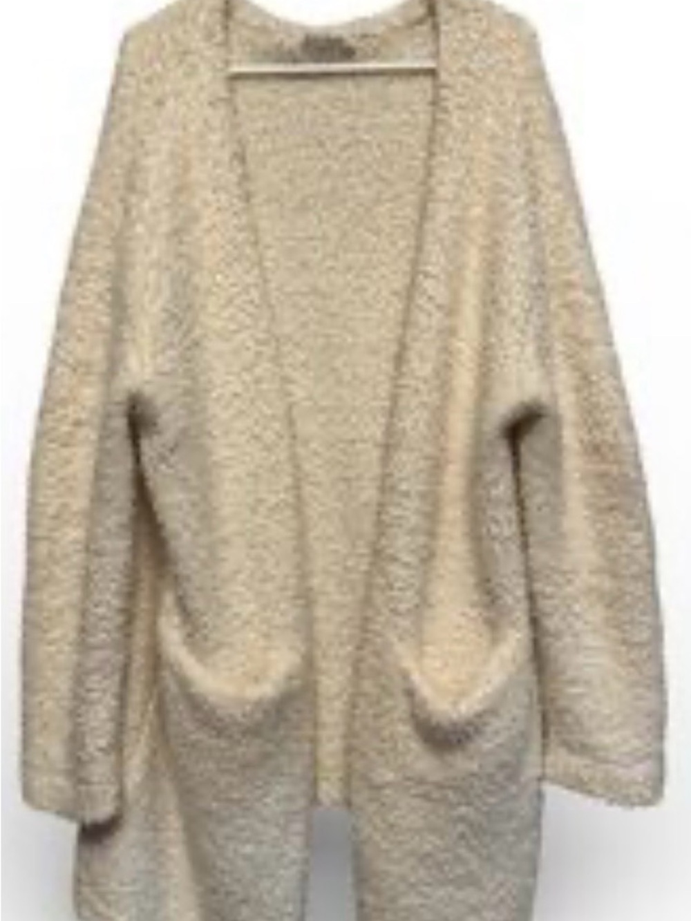 Double Zero Cream Bouclé Open-Front Cardigan